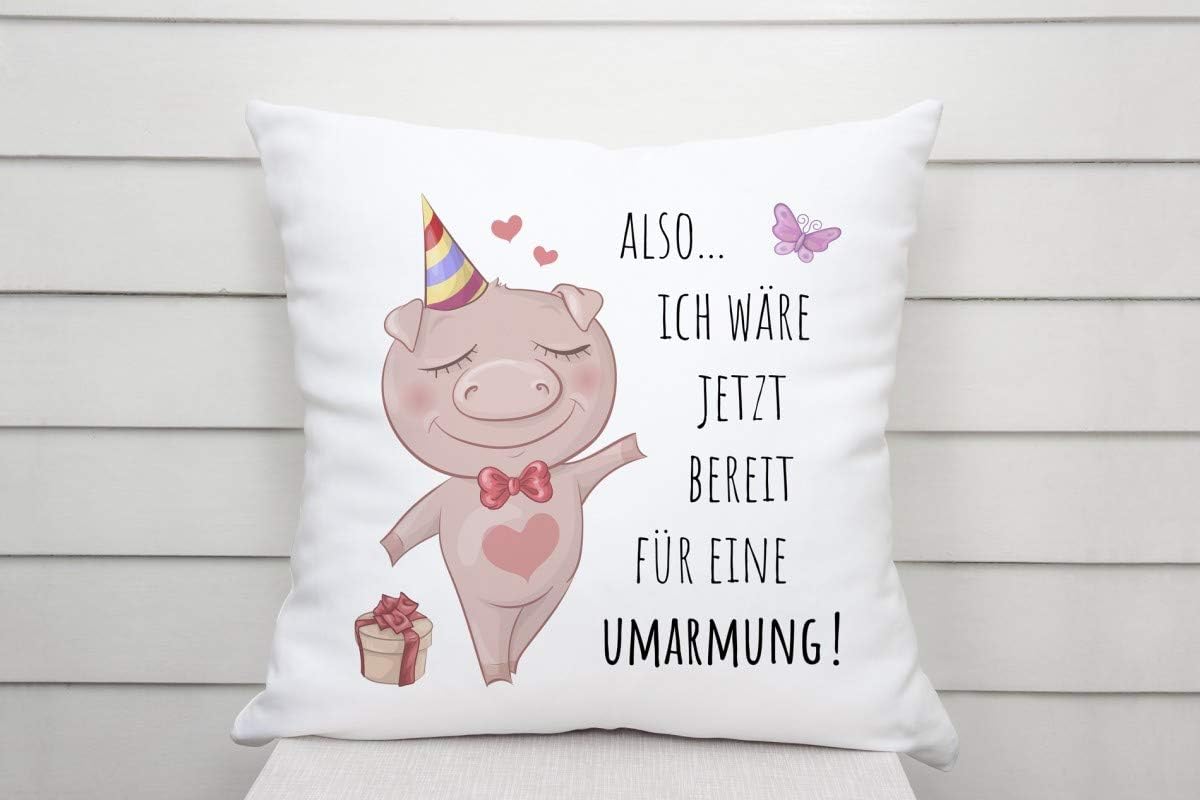 Kissen mit Spruch | Also... Ich wäre jetzt bereit für eine Umarmung! | Dekokissen mit Füllung