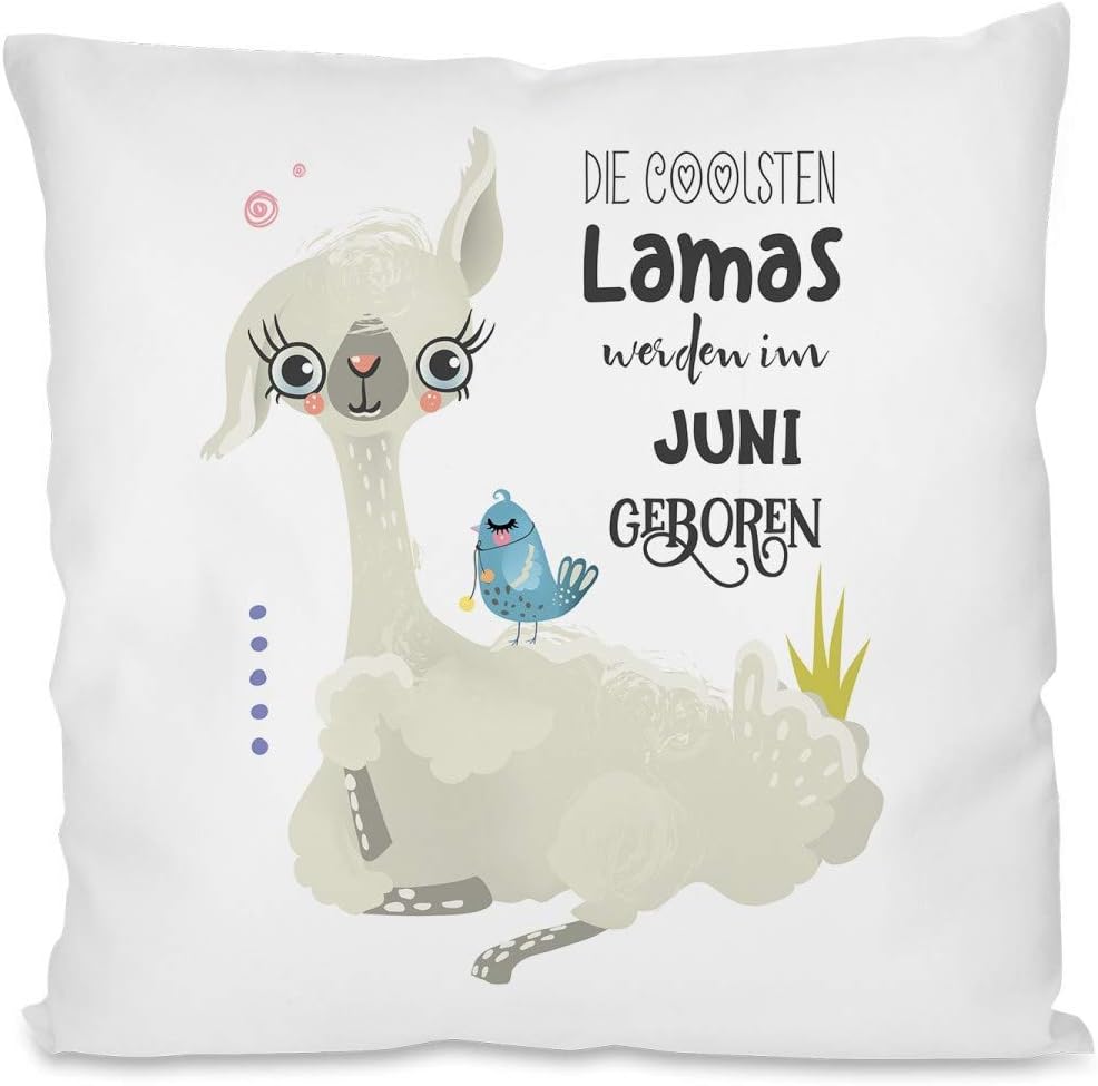 Kissen mit Spruch | Die coolsten Lamas werden im Juni geboren | Dekokissen mit Füllung
