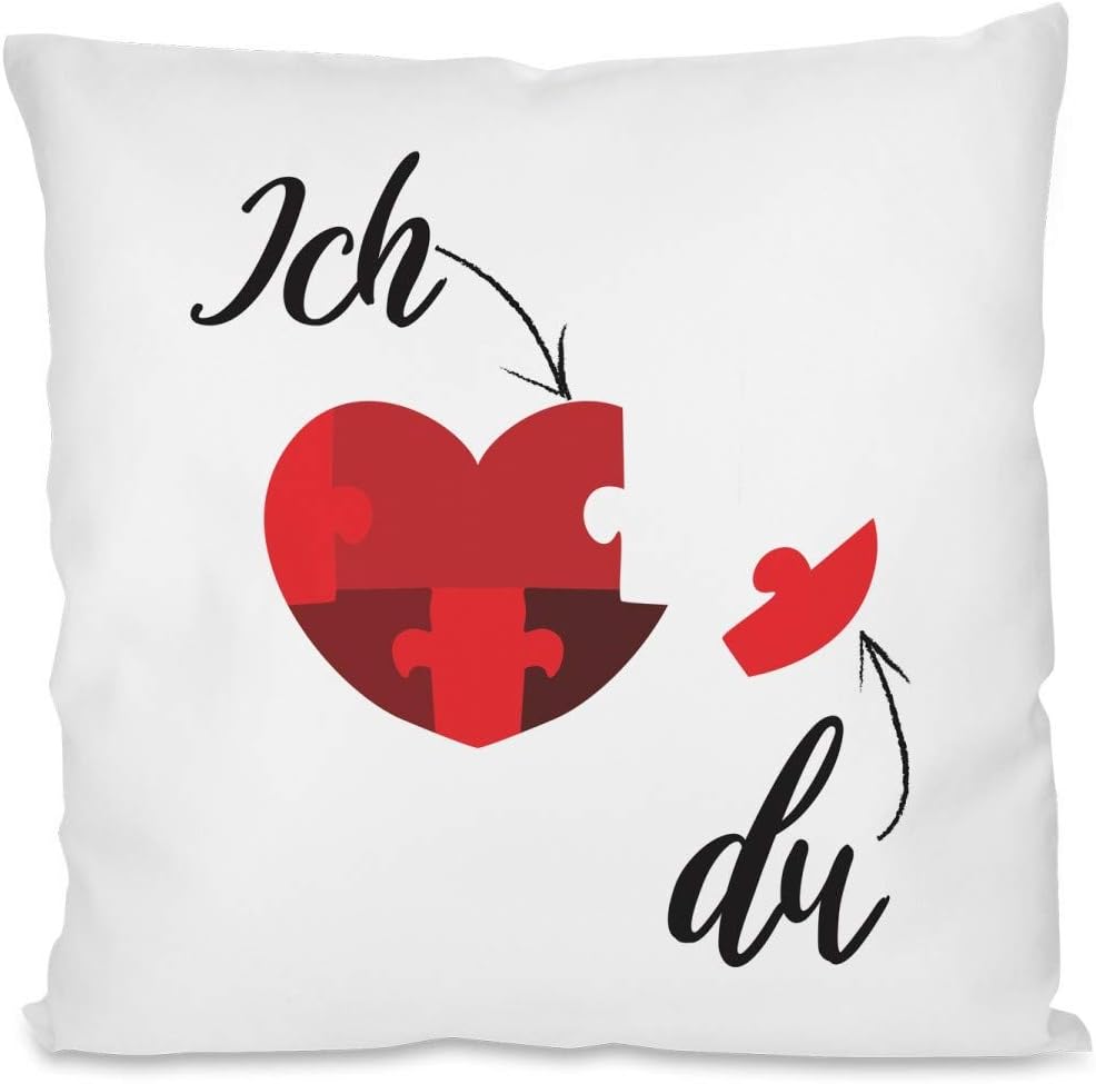 Kissen mit Spruch | Ich-Du-Herzpuzzle | Dekokissen mit Füllung