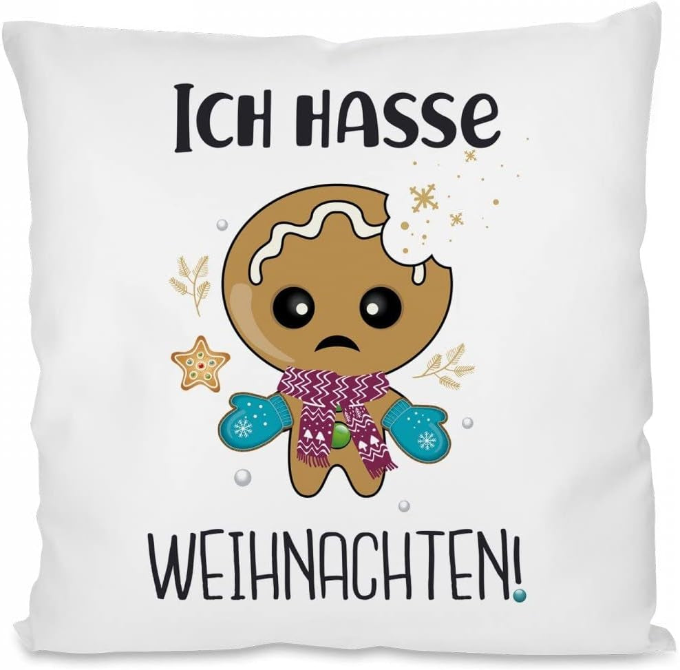 Kissen mit Spruch: Ich Hasse Weihnachten! | Dekokissen mit Füllung | 40x40cm