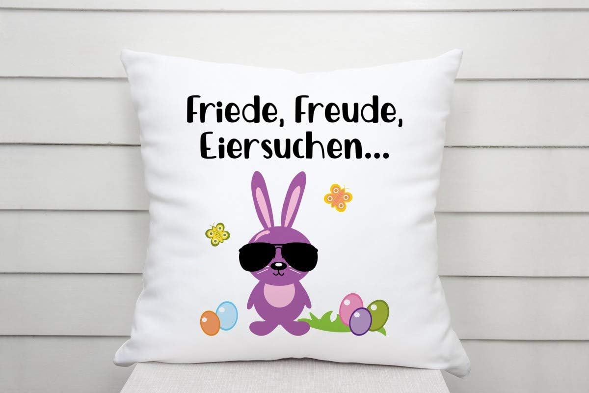 Kissen mit Spruch | Friede, Freude, Eiersuchen... | Dekokissen mit Füllung
