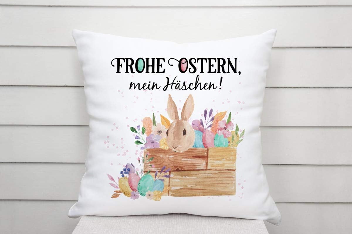 Kissen mit Spruch | Frohe Ostern, mein Häschen! | Dekokissen mit Füllung