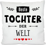 Kissen mit Spruch - Beste Tochter der Welt | Dekokissen mit Füllung | 40x40cm