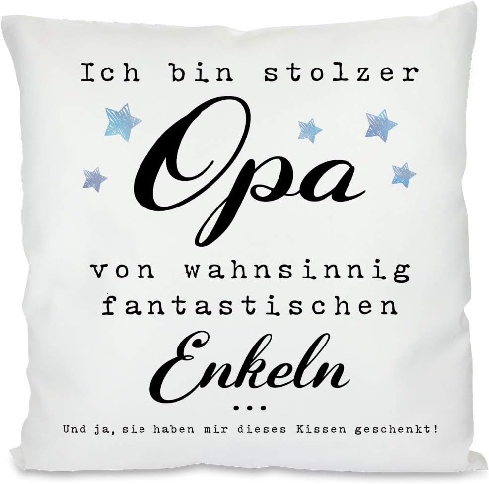Kissen mit Spruch | Ich bin stolzer Opa von wahnsinnig fantastischen Enkeln ... Und ja, sie haben mir dieses Kissen geschenkt! | Dekokissen mit Füllung
