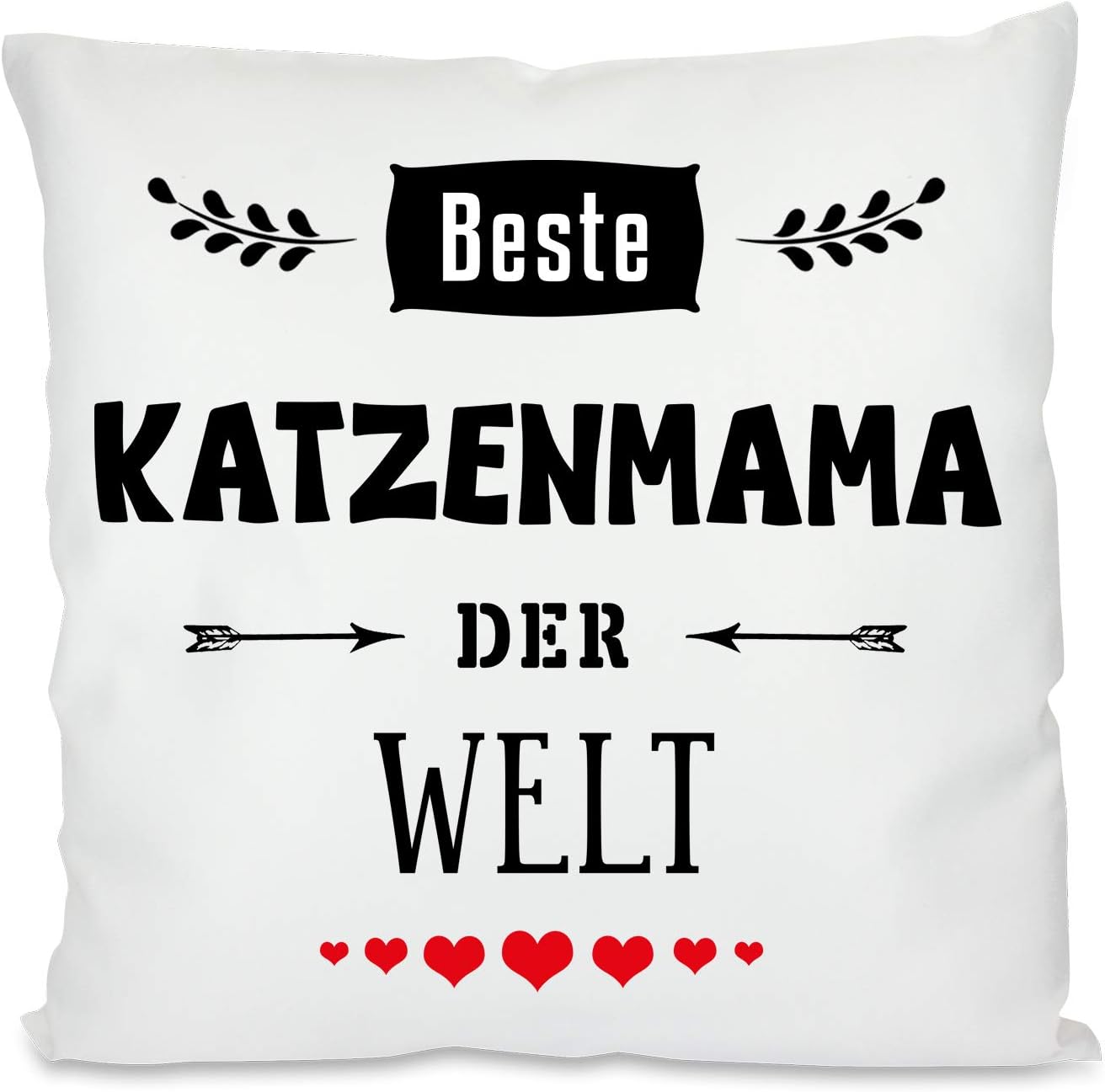 Kissen mit Spruch - Beste Katzenmama der Welt | Dekokissen mit Füllung | 40x40cm