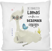 Kissen mit Spruch | Die coolsten Lamas werden im Dezember geboren | Dekokissen mit Füllung