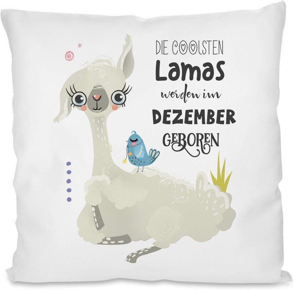 Kissen mit Spruch | Die coolsten Lamas werden im Dezember geboren | Dekokissen mit Füllung