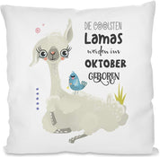 Kissen mit Spruch | Die coolsten Lamas werden im Oktober geboren | Dekokissen mit Füllung