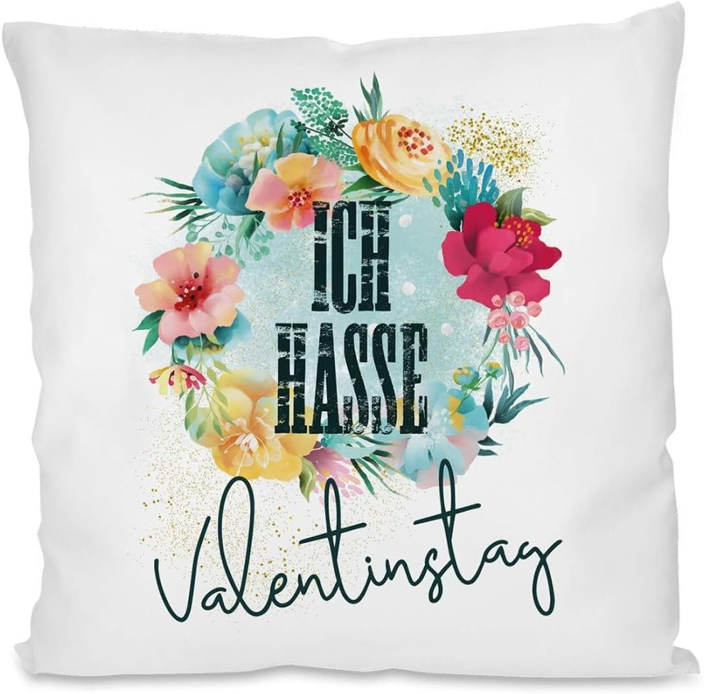 Kissen mit Spruch | Ich hasse Valentinstag | Dekokissen mit Füllung