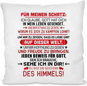 Kissen mit Spruch - Für Meinen Schatz - Geschenk des Himmels! | Dekokissen mit Füllung | 40x40cm
