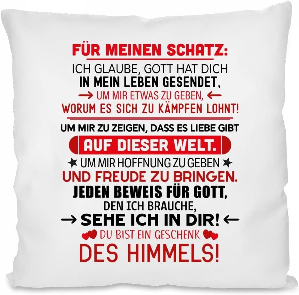 Kissen mit Spruch - Für Meinen Schatz - Geschenk des Himmels! | Dekokissen mit Füllung | 40x40cm