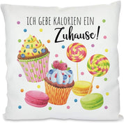 Kissen mit Spruch | Ich gebe Kalorien ein Zuhause! | Dekokissen mit Füllung