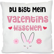 Kissen mit Spruch | Du bist mein Valentinshäschen | Dekokissen mit Füllung