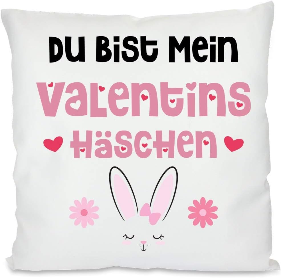 Kissen mit Spruch | Du bist mein Valentinshäschen | Dekokissen mit Füllung