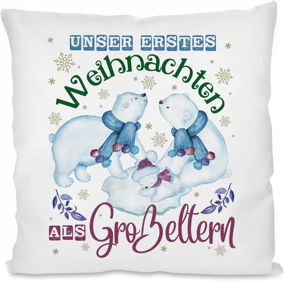 Kissen mit Spruch - Unser erstes Weihnachten als Großeltern. | Dekokissen mit Füllung | 40x40cm