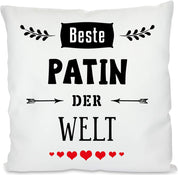 Kissen mit Spruch - Bester Patin der Welt | Dekokissen mit Füllung | 40x40cm