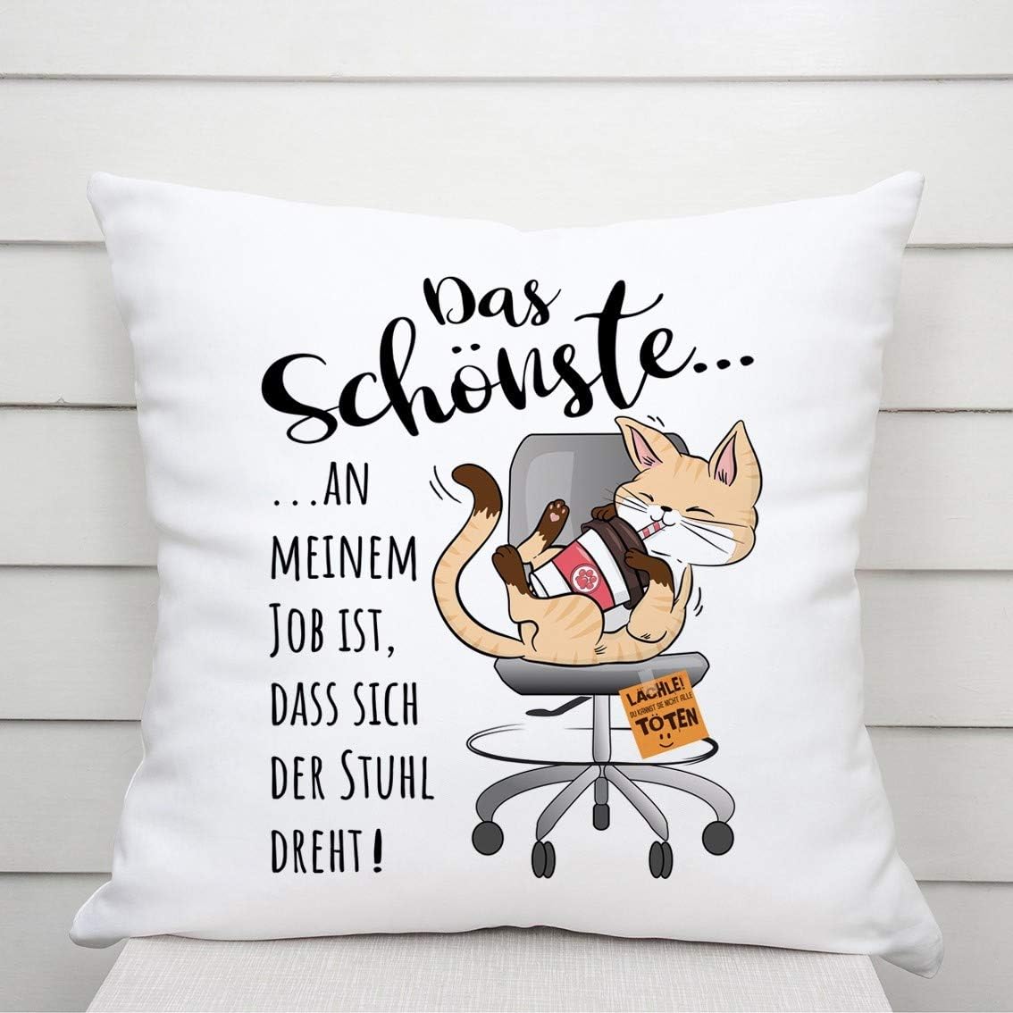 Kissen mit Spruch | Manchmal ist das schönste an meinem Job, dass sich der Stuhl dreht! | Dekokissen mit Füllung
