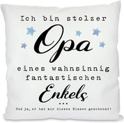 Kissen mit Spruch | Ich bin stolzer Opa eines wahnsinnig fantastischen Enkels ... Und ja, er hat mir dieses Kissen geschenkt! | Dekokissen mit Füllung