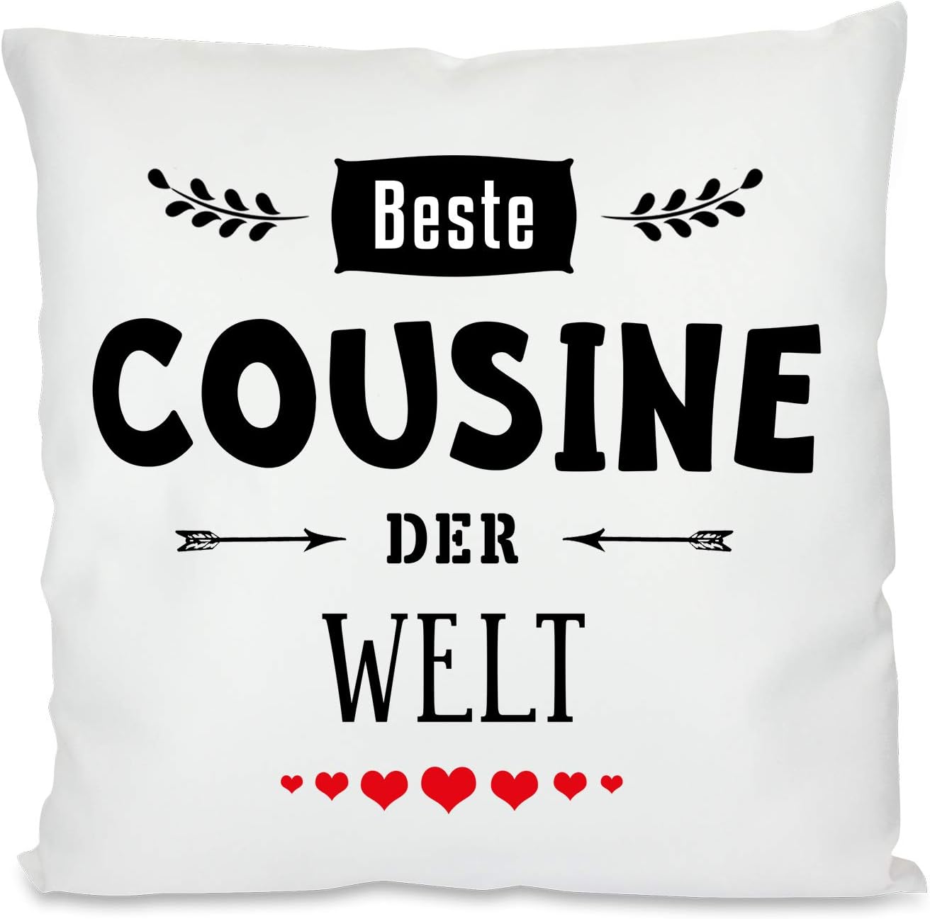 Kissen mit Spruch - Beste Cousine der Welt | Dekokissen mit Füllung | 40x40cm