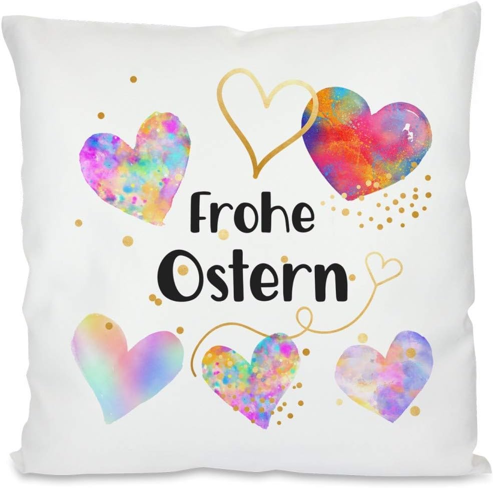 Kissen mit Spruch | Frohe Ostern | Dekokissen mit Füllung