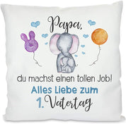 Kissen mit Spruch | Papa, du machst einen tollen Job! Alles Liebe zum 1. Vatertag | Dekokissen mit Füllung