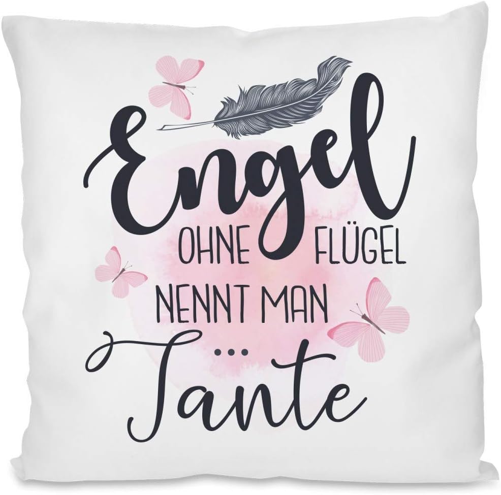 Kissen mit Spruch | Engel ohne Flügel nennt man Tante | Dekokissen mit Füllung