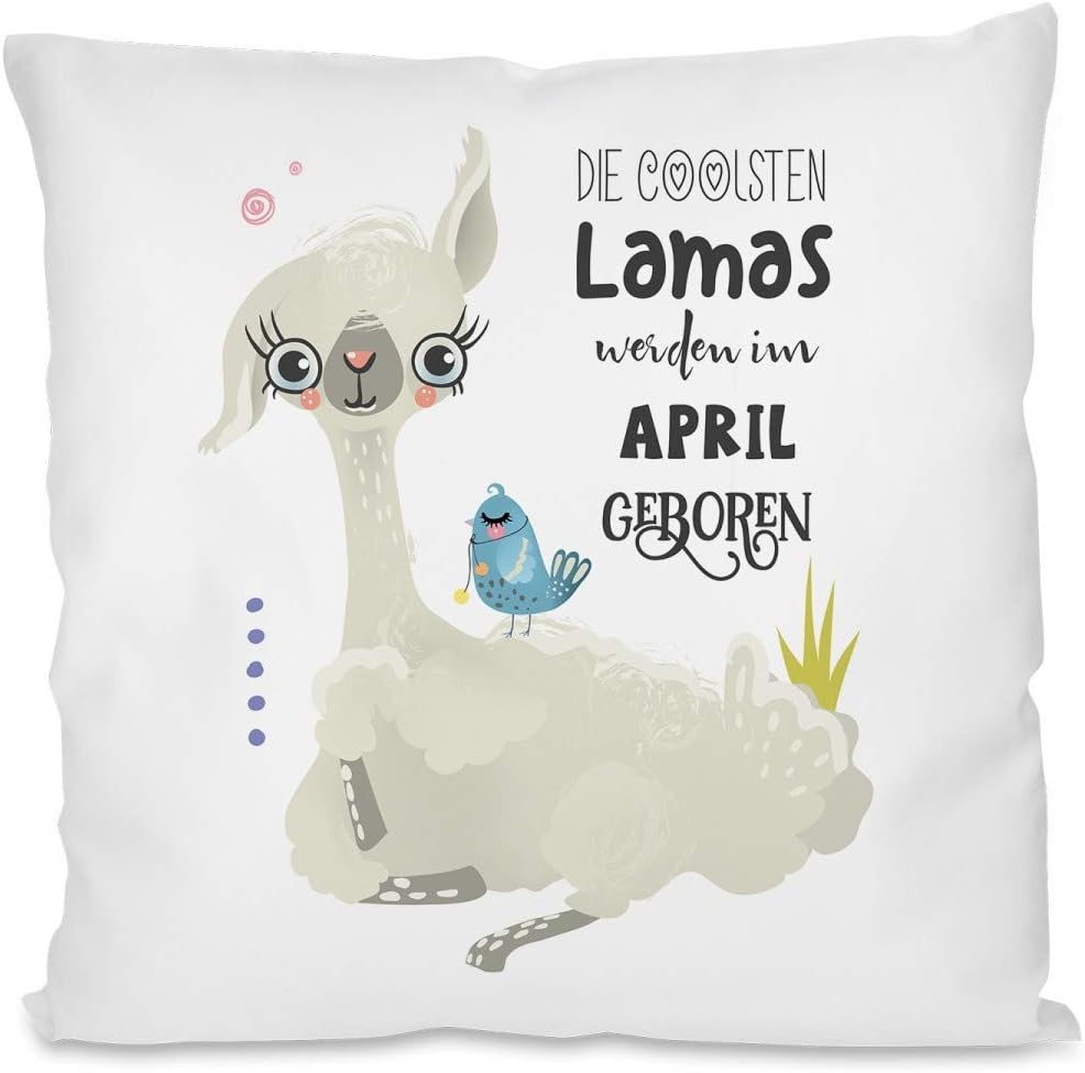 Kissen mit Spruch | Die coolsten Lamas werden im April geboren | Dekokissen mit Füllung