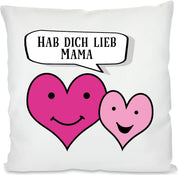 Kissen mit Spruch - Hab Dich lieb Mama | Dekokissen mit Füllung | 40x40cm