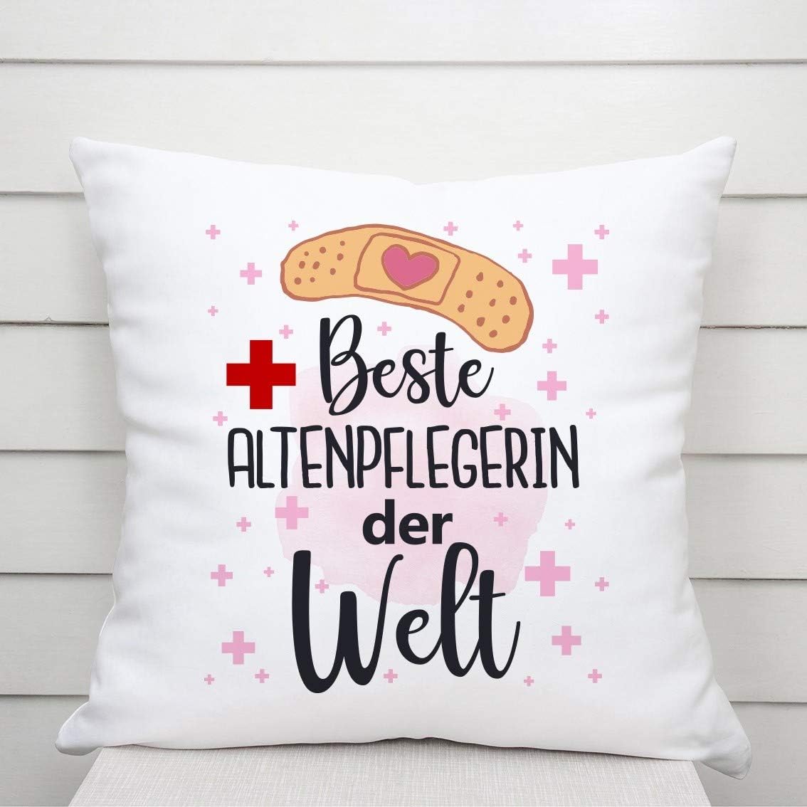 Kissen mit Spruch | Beste Altenpflegerin der Welt | Dekokissen mit Füllung