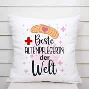Kissen mit Spruch | Beste Altenpflegerin der Welt | Dekokissen mit Füllung