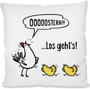 Kissen mit Spruch | OOOOOSTERN!!! ...Los geht's! | Dekokissen mit Füllung
