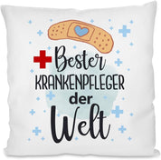 Kissen mit Spruch | Bester Krankenpfleger der Welt | Dekokissen mit Füllung