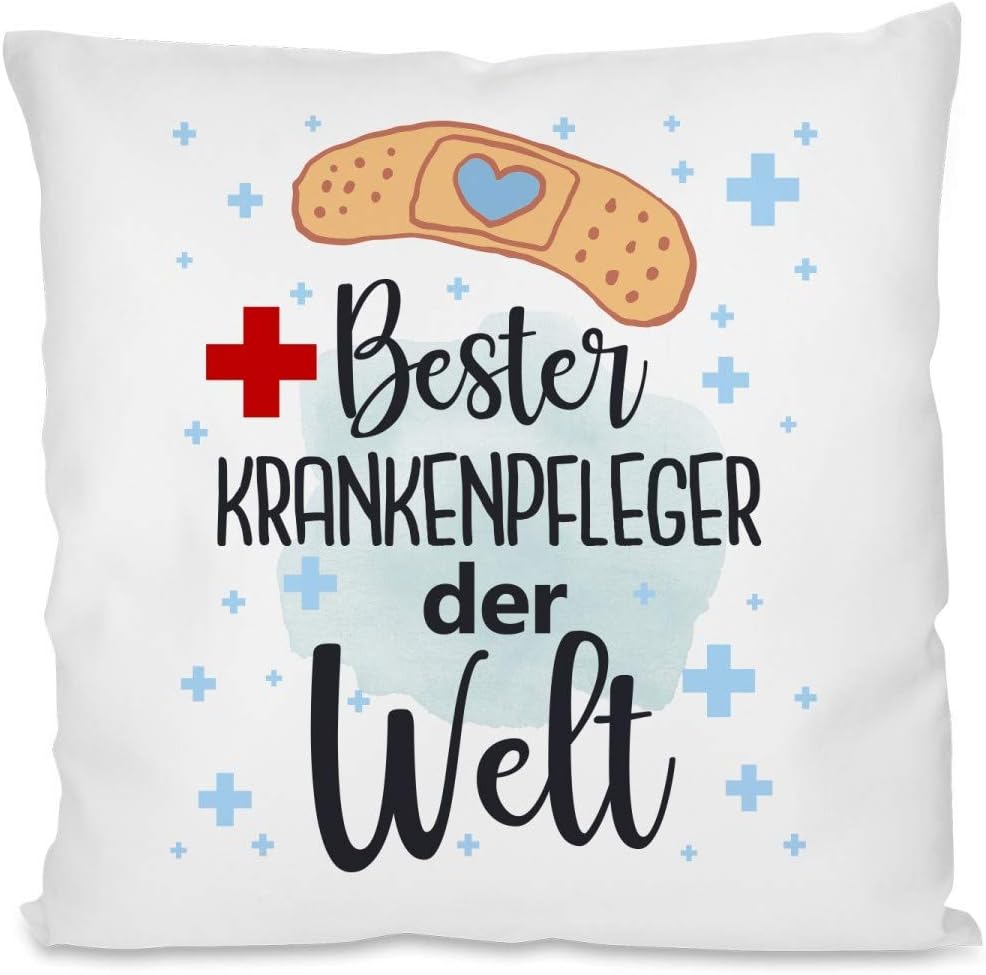 Kissen mit Spruch | Bester Krankenpfleger der Welt | Dekokissen mit Füllung