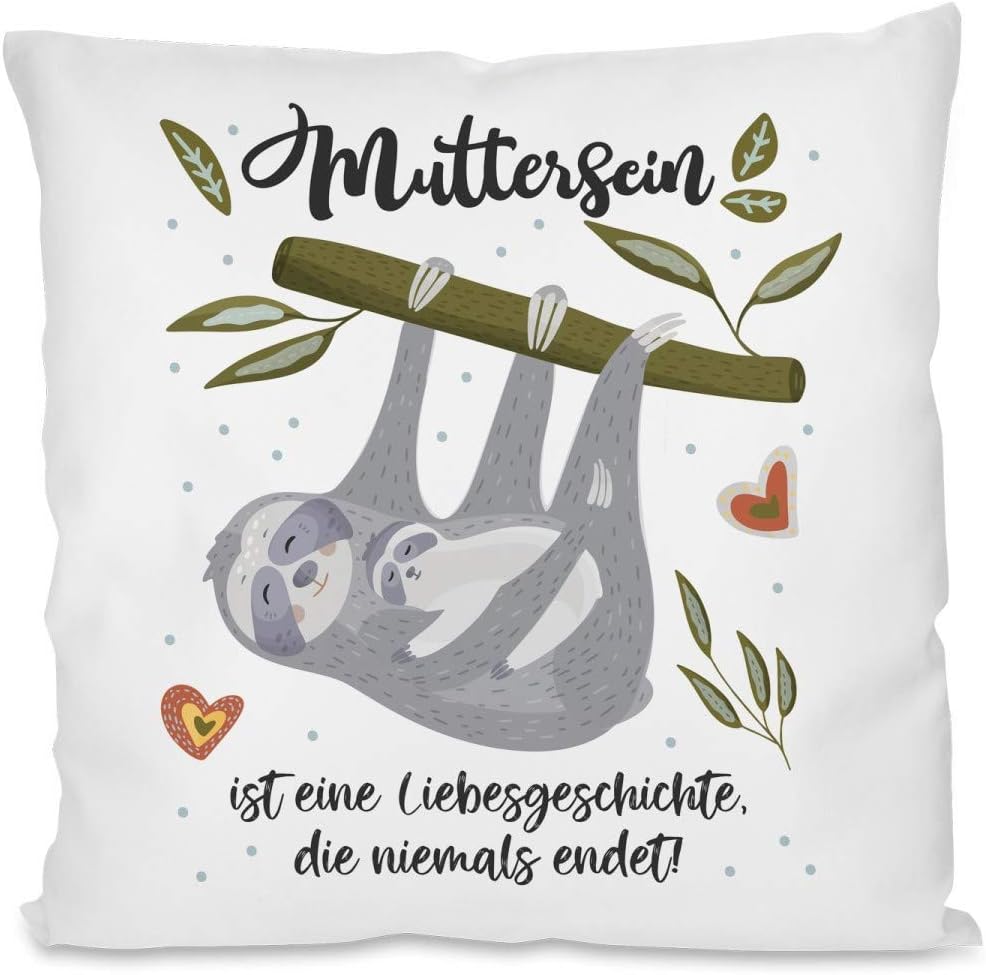 Kissen mit Spruch | Muttersein ist eine Liebesgeschichte, die niemals endet! | Dekokissen mit Füllung