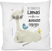 Kissen mit Spruch | Die coolsten Lamas werden im August geboren | Dekokissen mit Füllung