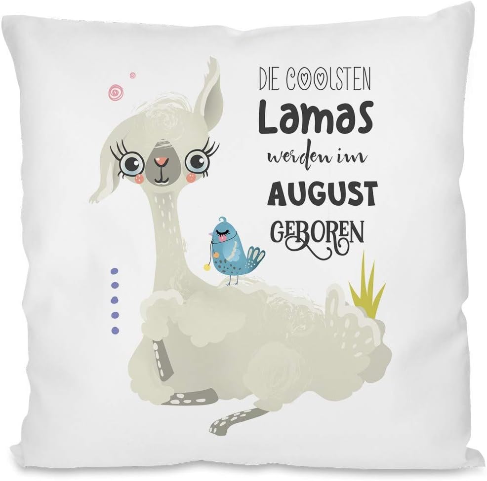 Kissen mit Spruch | Die coolsten Lamas werden im August geboren | Dekokissen mit Füllung