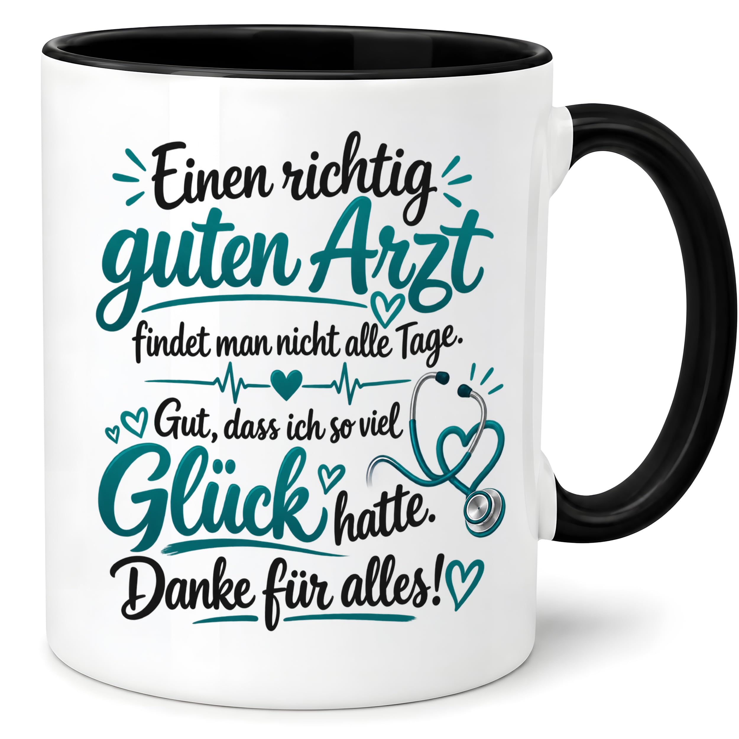 Herzbotschaft Tasse Kaffeetasse für Ärzte - Danke Geschenk für guten Arzt