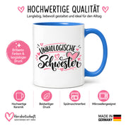 Herzbotschaft Tasse für beste Freundin Kaffeetasse Unbiologische Schwester