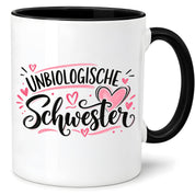 Herzbotschaft Tasse für beste Freundin Kaffeetasse Unbiologische Schwester