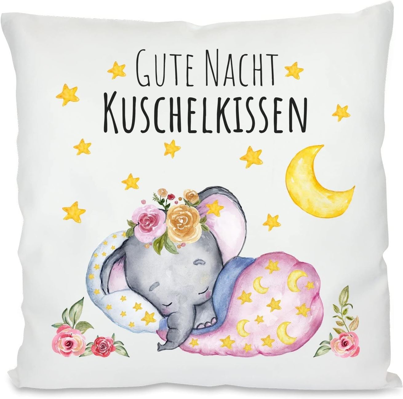 Kissen mit Spruch - Gute Nacht Kuschelkissen | Dekokissen mit Füllung | 40x40cm