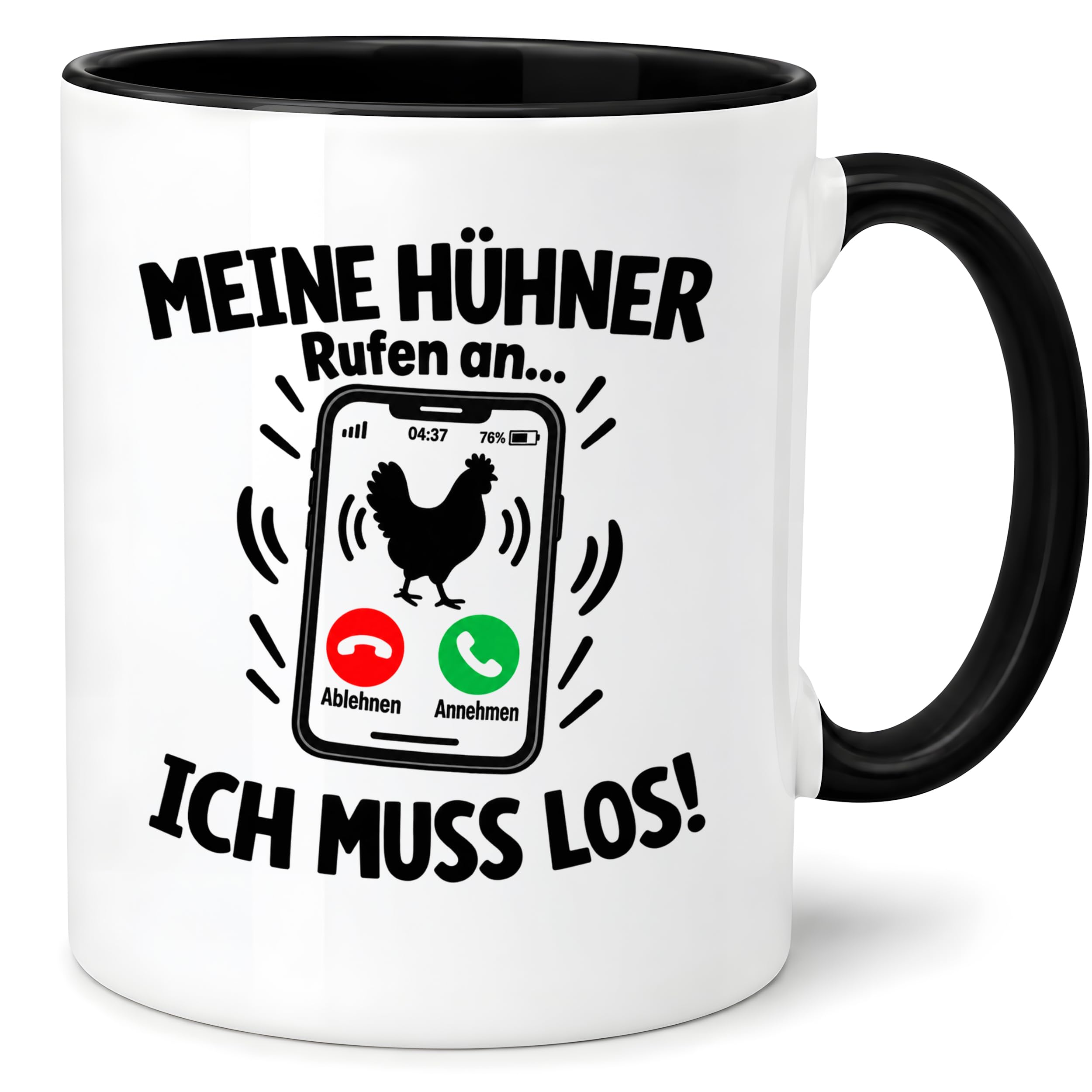 Herzbotschaft Kaffeetasse Meine Hühner rufen an ich muss los Tasse Geschenk