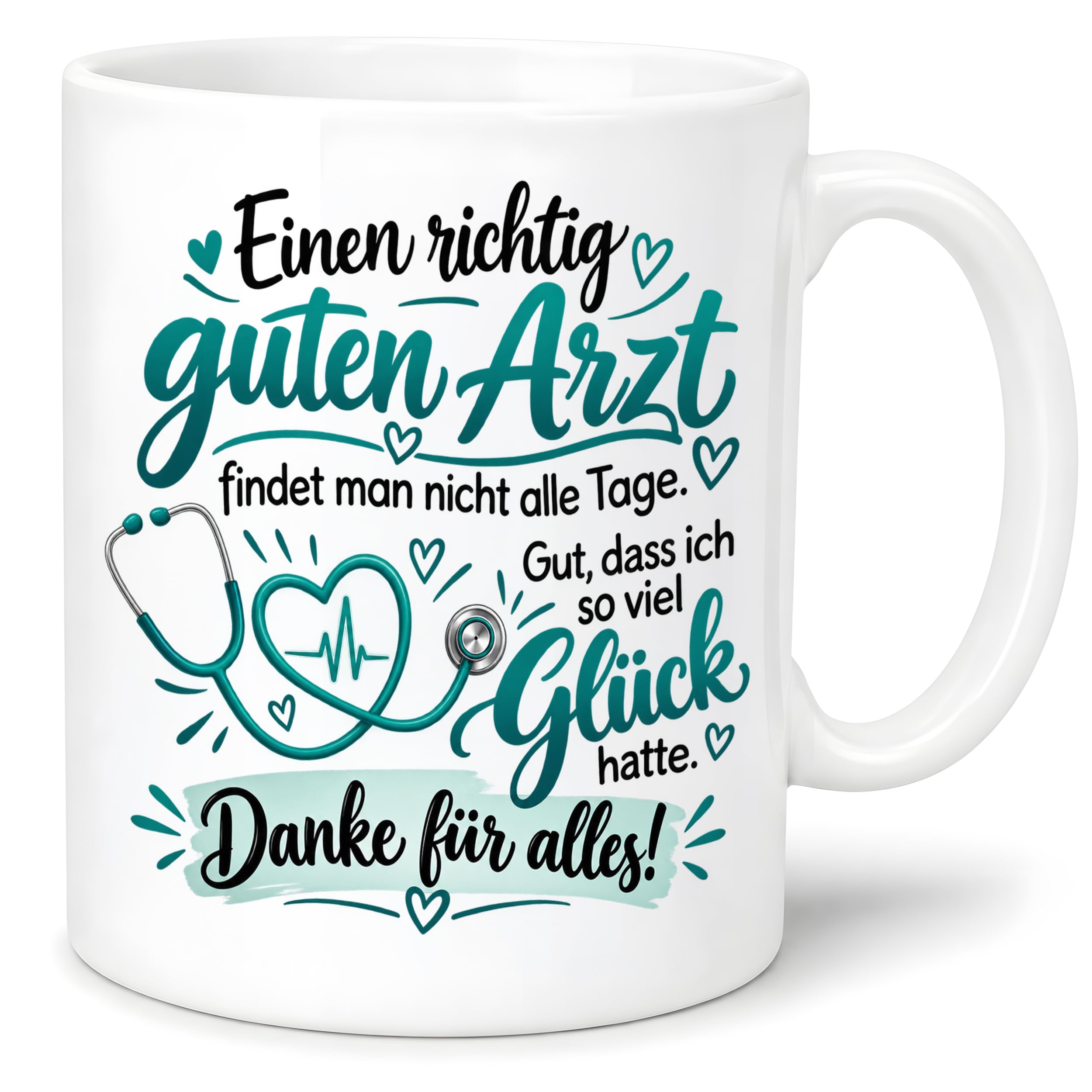 Herzbotschaft Tasse Danke Arzt Geschenk Kaffeetasse für Mediziner Praxis