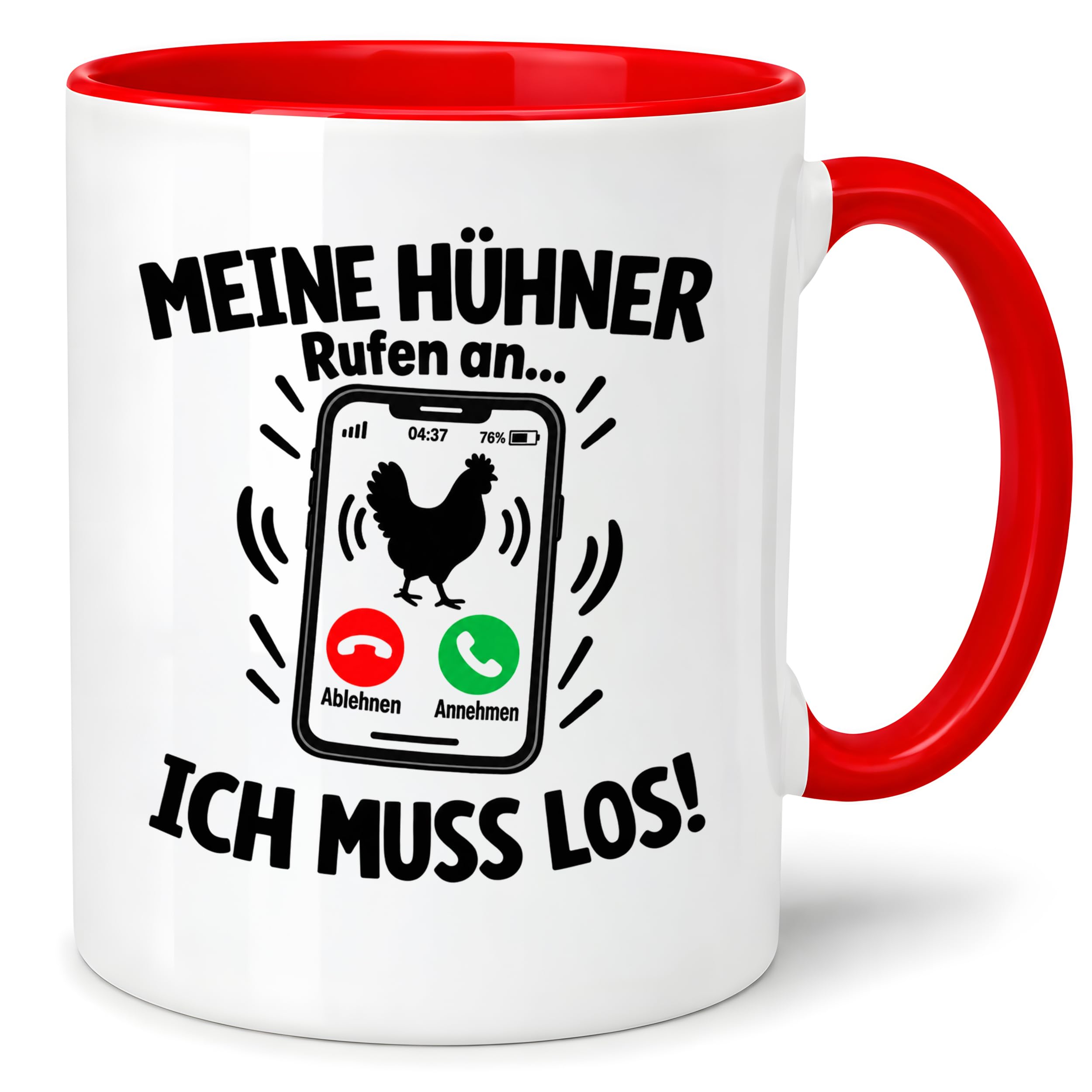 Herzbotschaft Kaffeetasse Meine Hühner rufen an ich muss los Tasse Geschenk