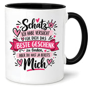 Herzbotschaft Tasse Schatz mit Spruch Das perfekte Geschenk Partner