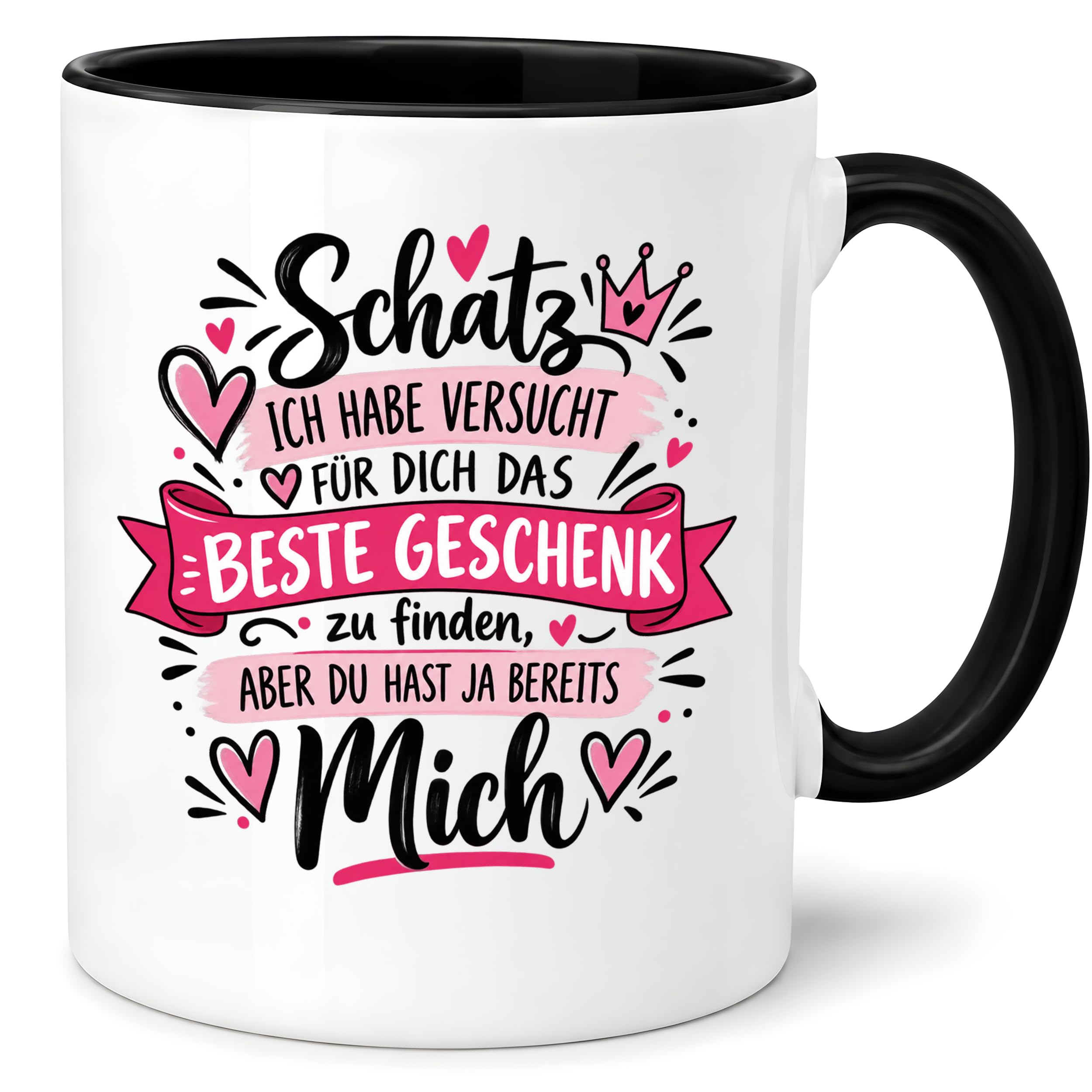 Herzbotschaft Tasse Schatz mit Spruch Das perfekte Geschenk Partner