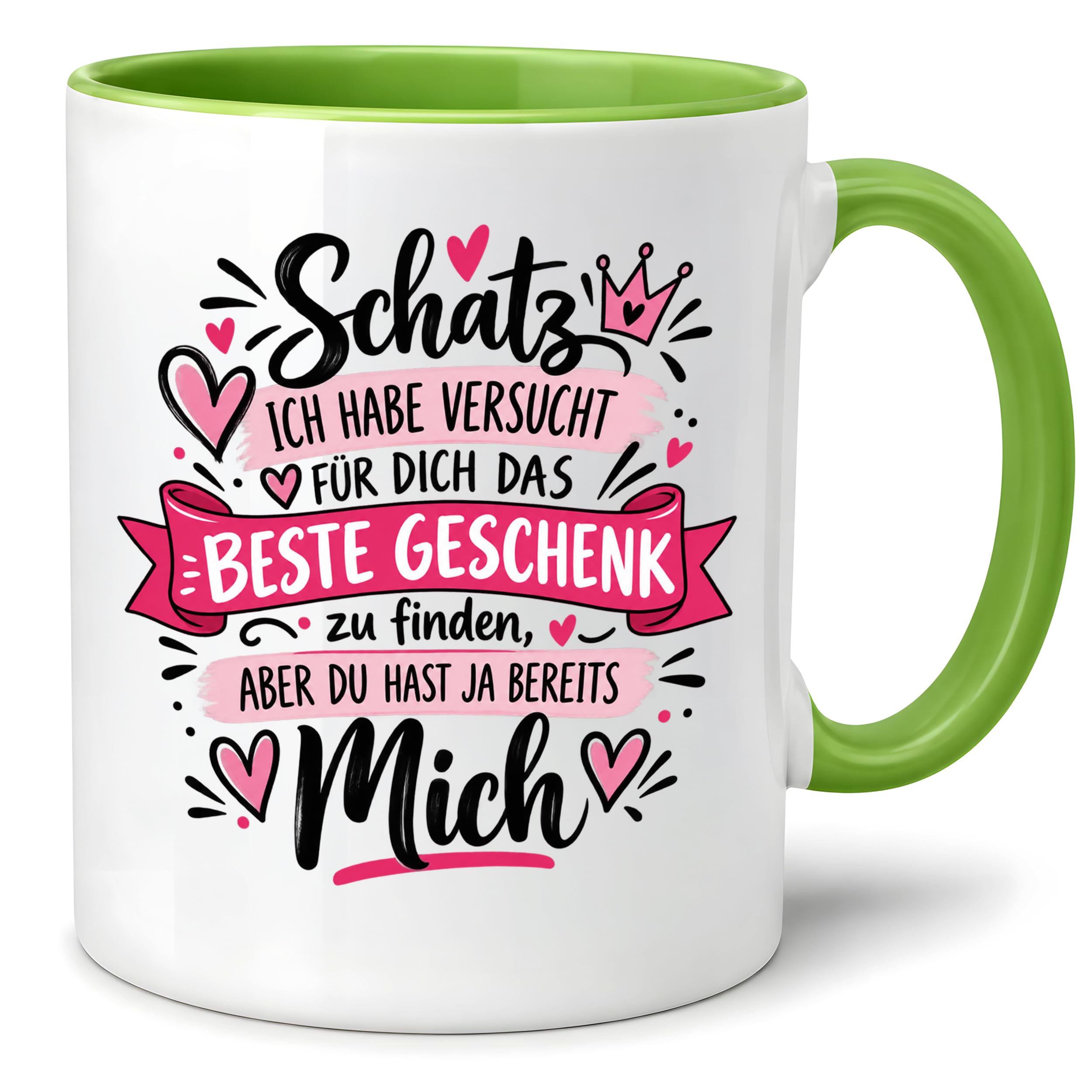 Herzbotschaft Tasse Schatz mit Spruch Das perfekte Geschenk Partner
