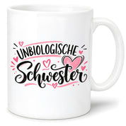 Herzbotschaft Tasse für beste Freundin Kaffeetasse Unbiologische Schwester