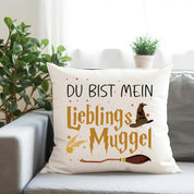 Kissen mit romantischem Spruch | Du bist mein Lieblings Muggel | Dekokissen mit Füllung | 40x40cm