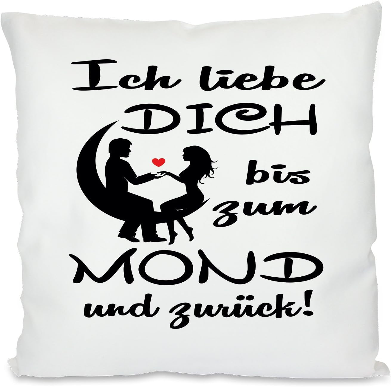 Kissen mit Spruch - Ich liebe dich bis zum Mond und zurück  | Dekokissen mit Füllung | 40x40cm