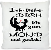 Kissen mit Spruch - Ich liebe dich bis zum Mond und zurück  | Dekokissen mit Füllung | 40x40cm